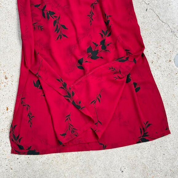 Vintage red floral maxi skirt //plus size - Picture 4 of 6